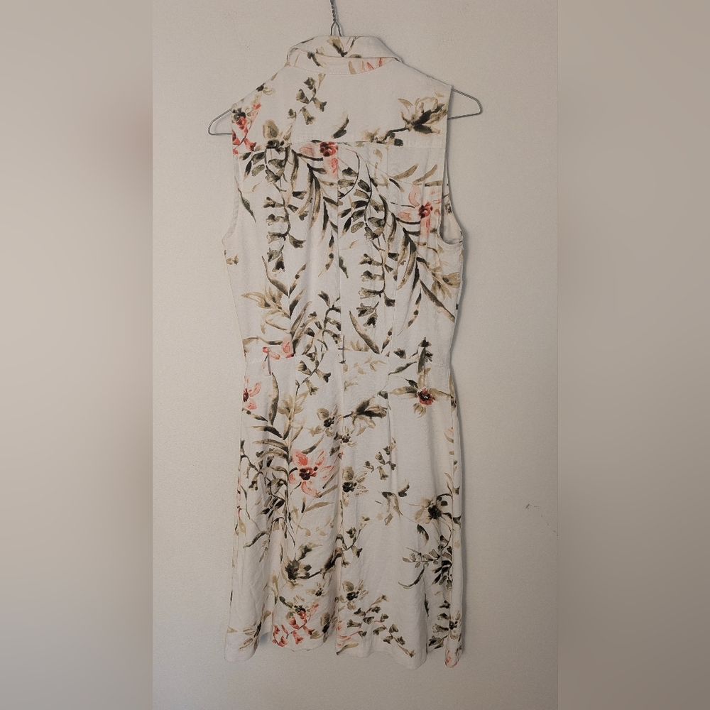 White House Black Market Floral Sleeveless Button Front Dress Size 4 White - Picture 5 of 13